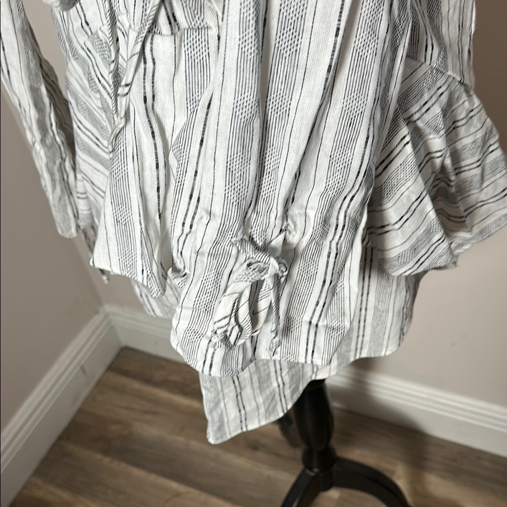 Shona Joy White Ruffled Wrap Dress with Tie Front - Picture 3 of 8